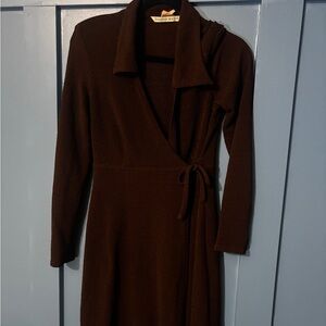 Elegant Brown Wrap Dress